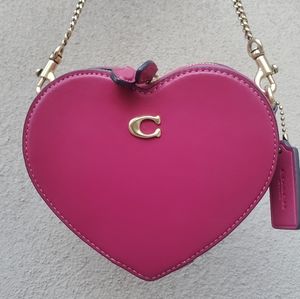 Coach RARE Pink Heart Bag 14 Hyacinth Brass Hardware